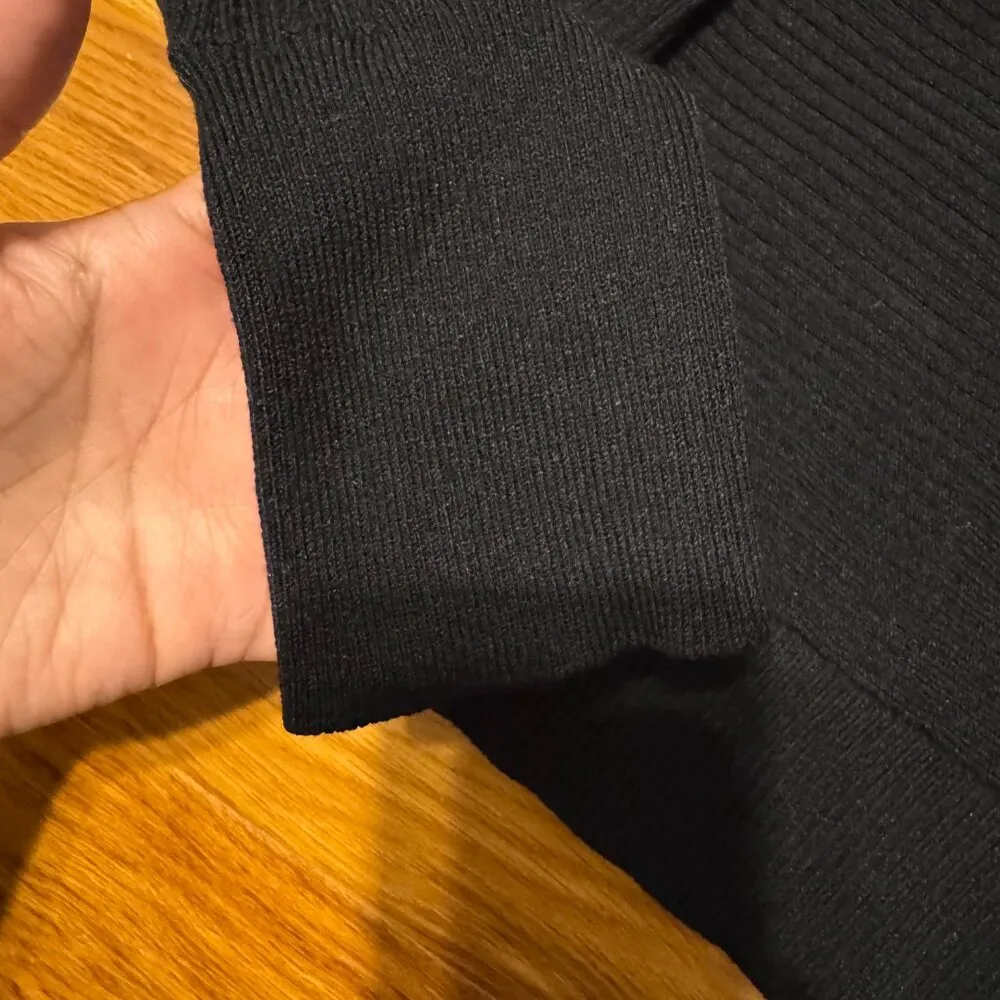 EXPRESS Womens Long Sleeve Scoop Neck Ribbed Sweater Black Open Back Small - Image 7