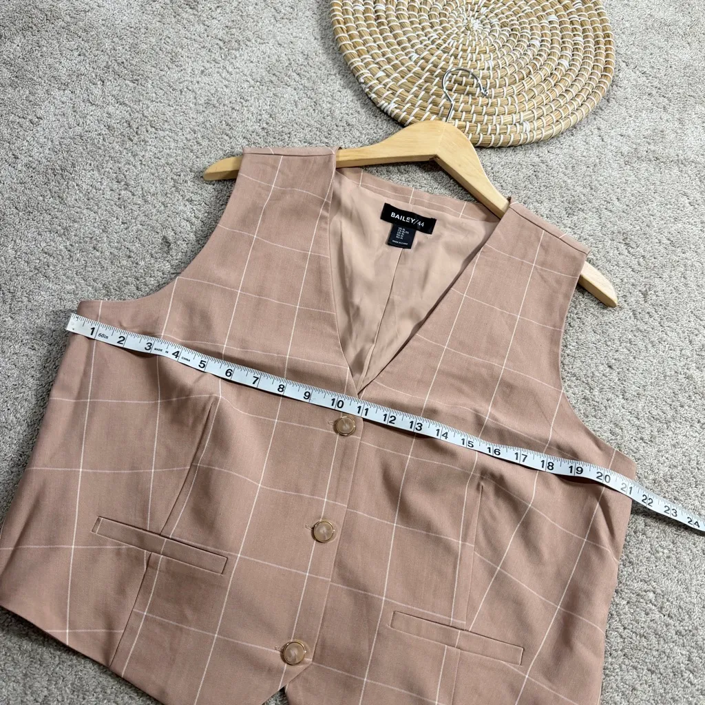 Bailey 44 Women’s Suit Vest V-Neck Windowpane Academia in Pink XL - Image 10