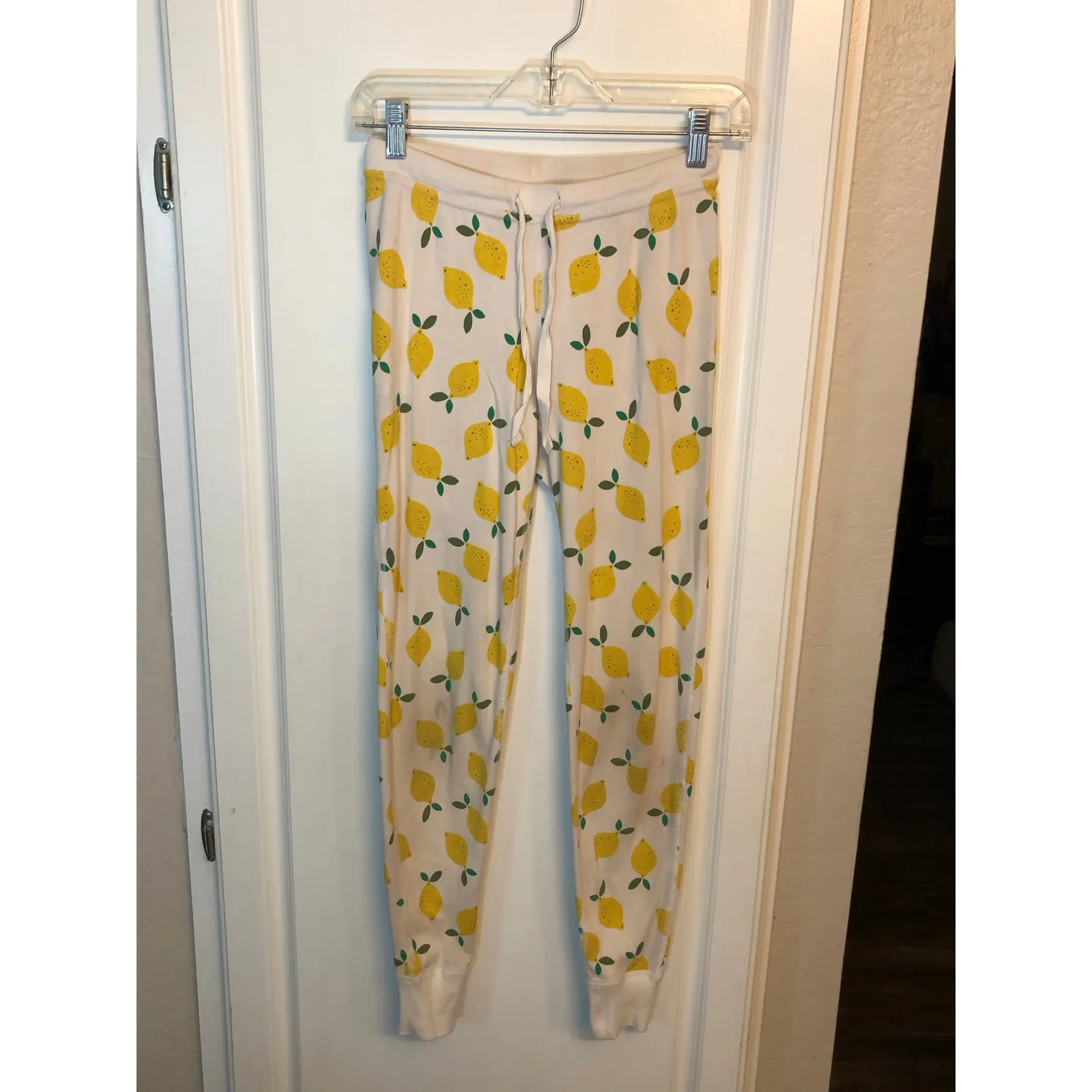 Hanna Andersson 100% organic cotton lemon citrus jogger pants Size XS White - Image 4