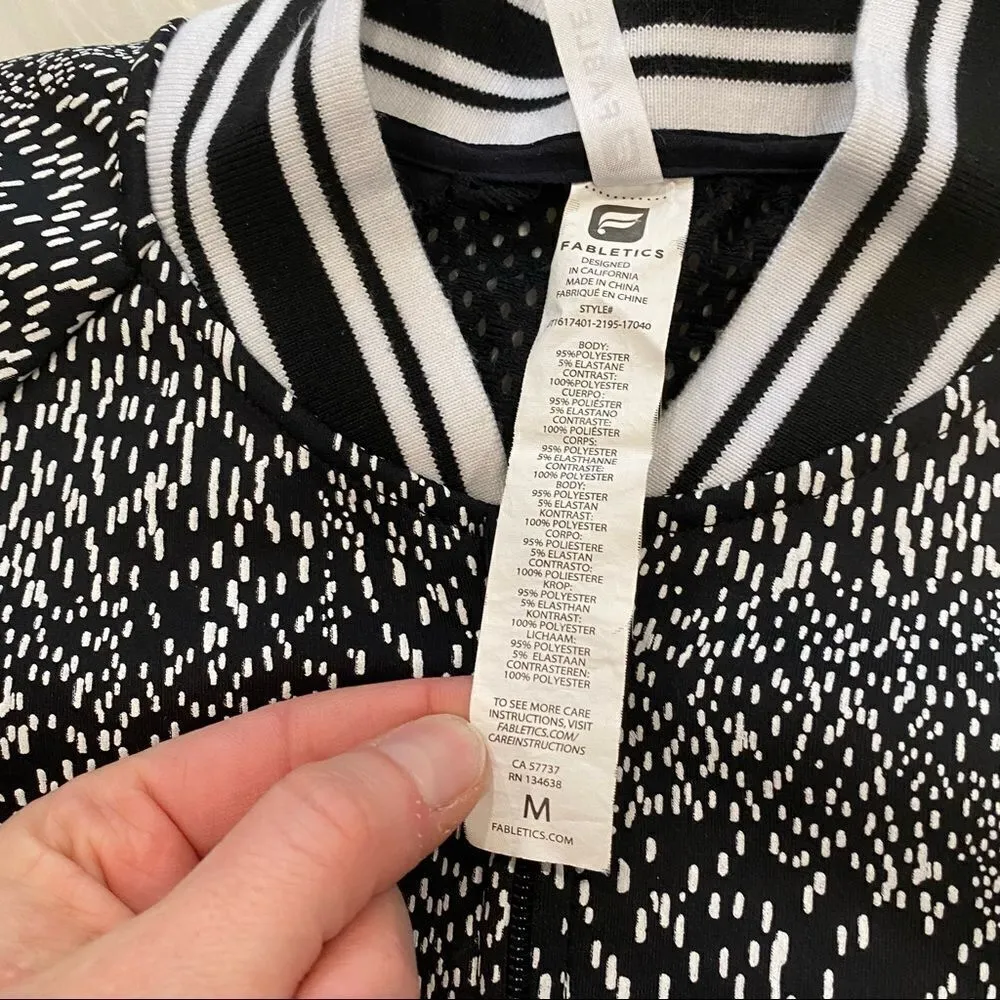Fabletics Tia Splatter Cropped Bomber Jacket Size Medium‎ - Image 5