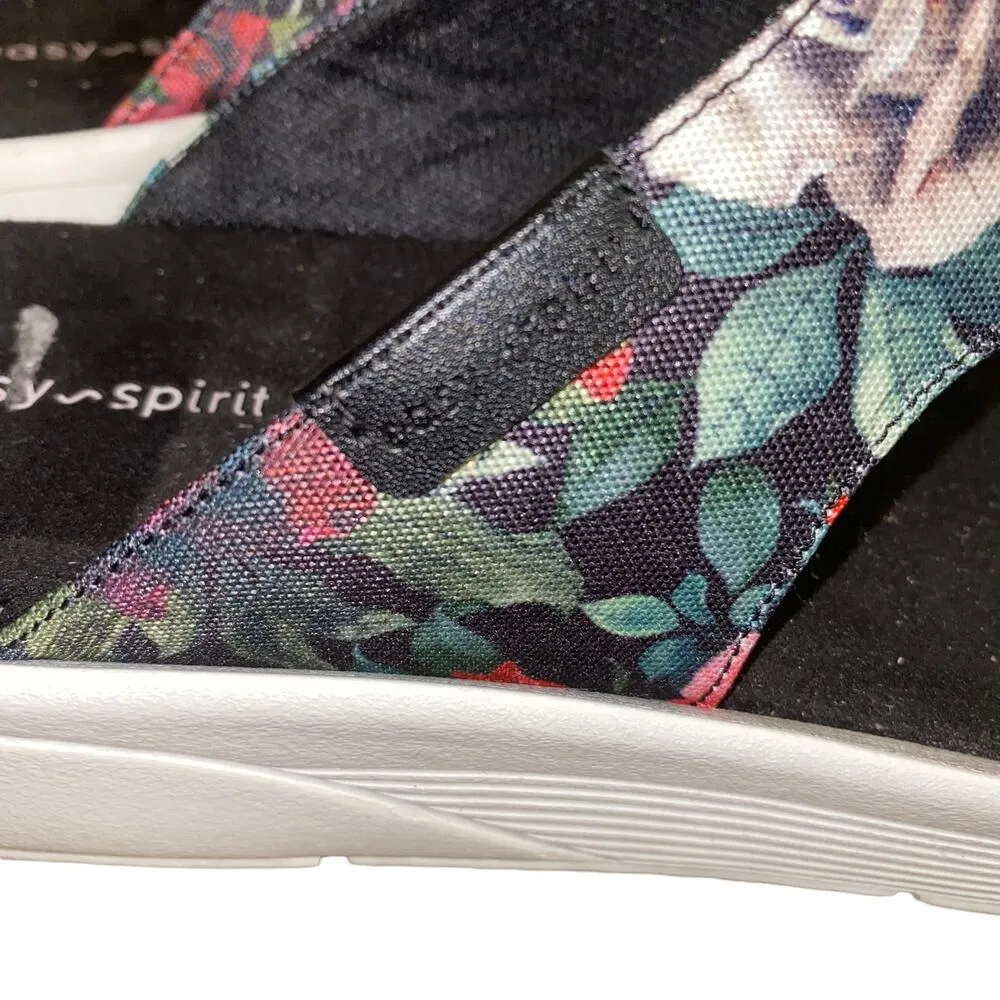 Easy Spirit Rift Black Floral Thong Slip on Platform sandal comfort 11W wide - Image 8