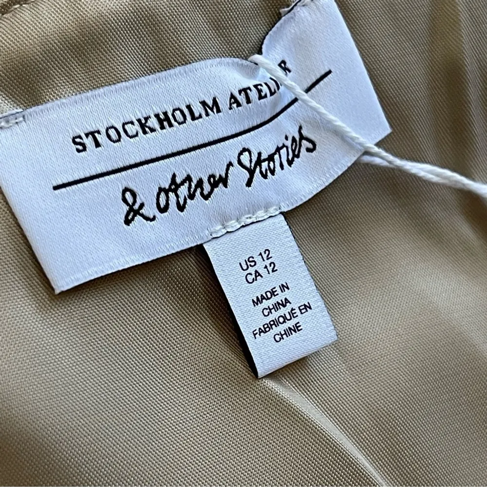 & Other Stories Relaxed Long Silk Blazer Beige Natural Fibers US 12 Old money - Image 11