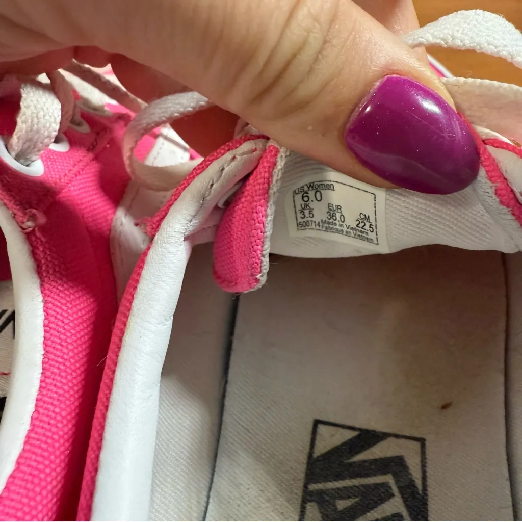 Vans Old Skool Lace Up Sneaker Neon Hot Pink White Shoe Skate Vibrant Statement - Image 7