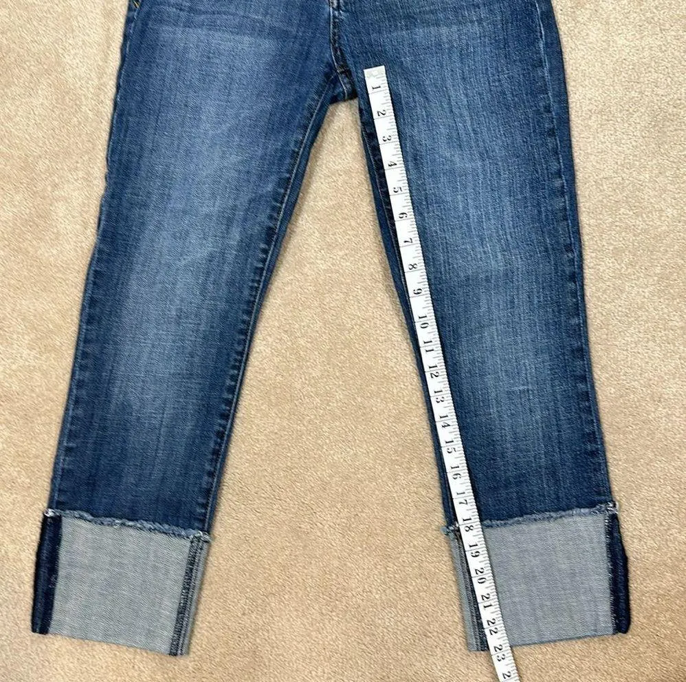 Kut from the Kloth Women Rolled Raw Hem Cropped Medium Wash Jeans Denim Size 2 - Image 6