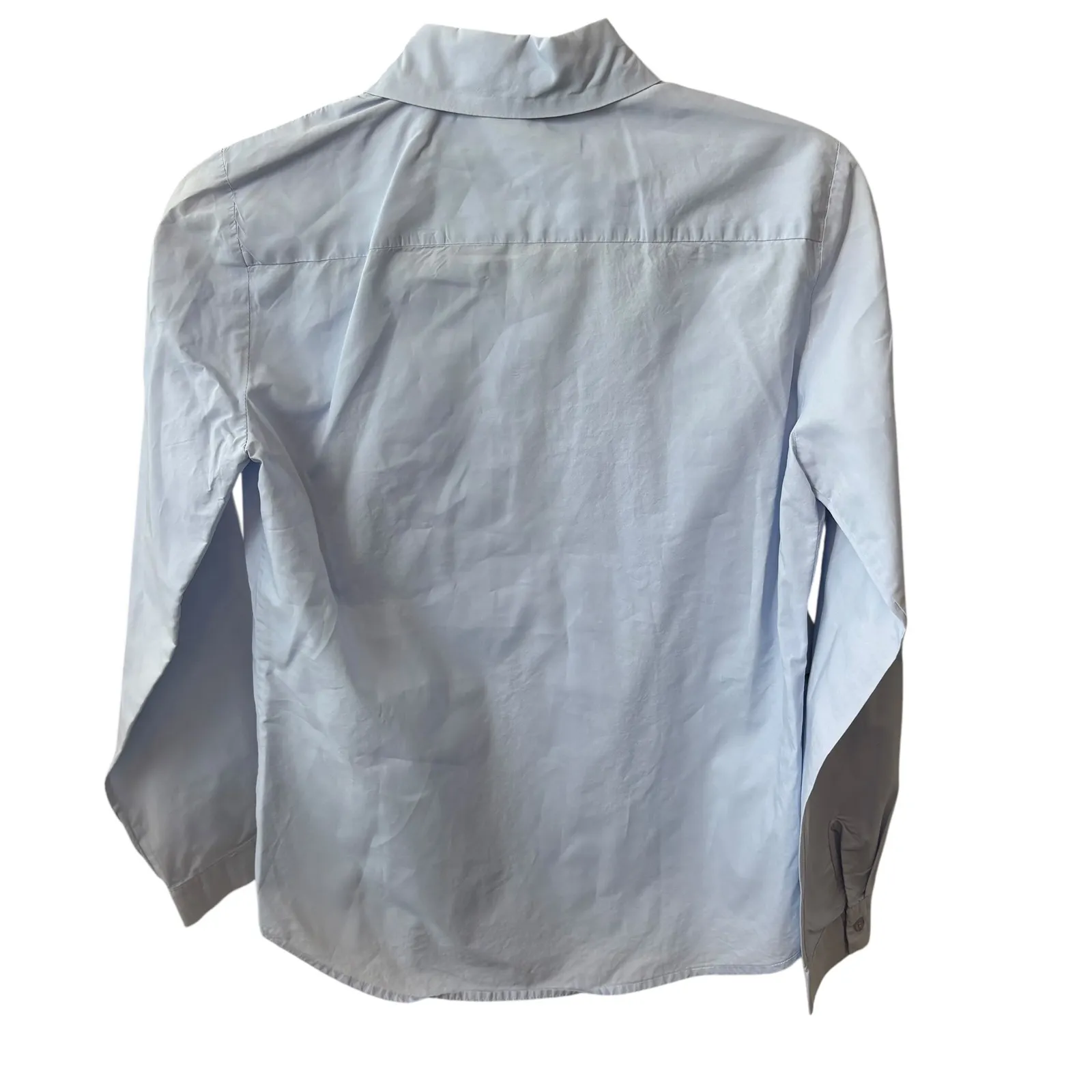 The Shirt Rochelle Behrens Blue Bow Blouse Long Sleeve Peter Pan Collar‎ - Image 2