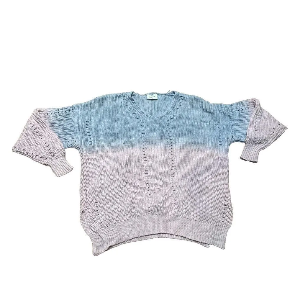 STORIA Sealed With a Kiss Pastel Ombre Knit Sweater Lavender & Pink Gradient Sm - Image 6