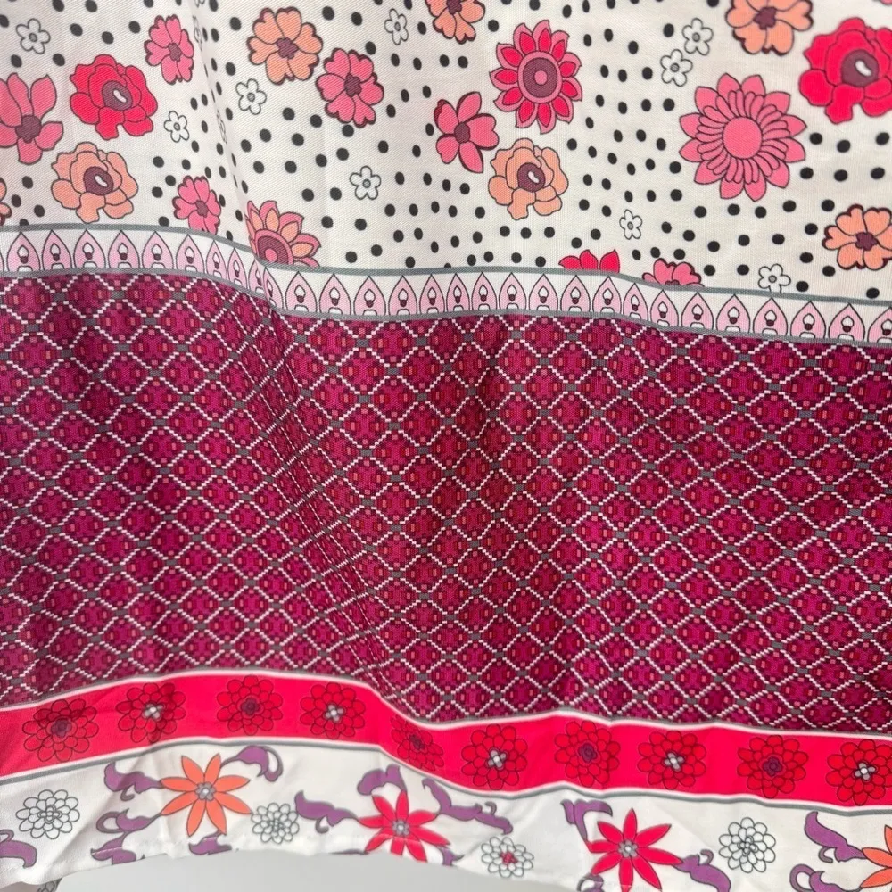 Gypsy Blu Boho Mixed Print Tassels Puff Sleeve Floral Midi Dress Size 3X NEW - Image 12