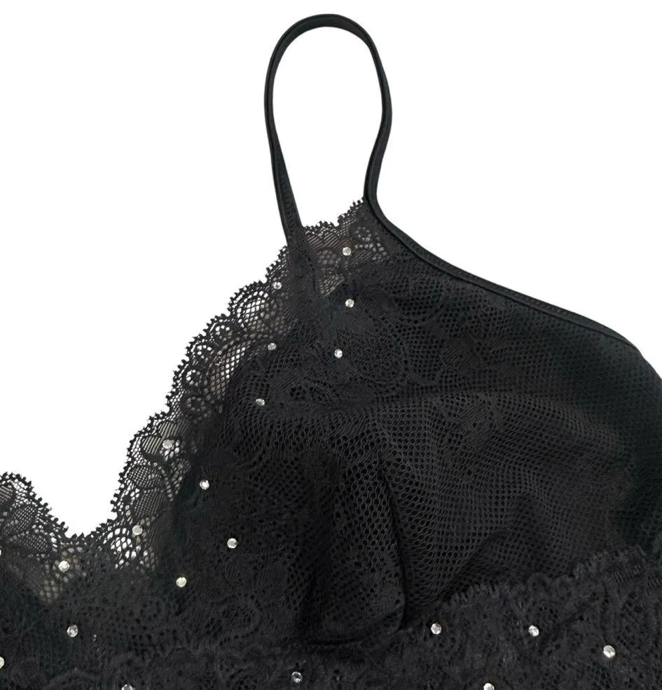Victoria’s Secret vintage Y2K lace cami with rhinestones - Image 3