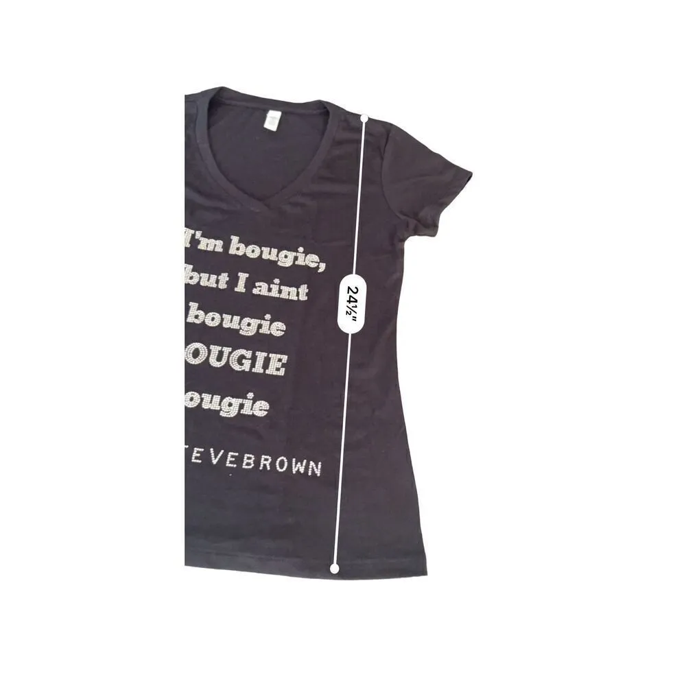 I am bougie, but I ain't bougie, Bougie rhinestones tee size Medium Gray - Image 2