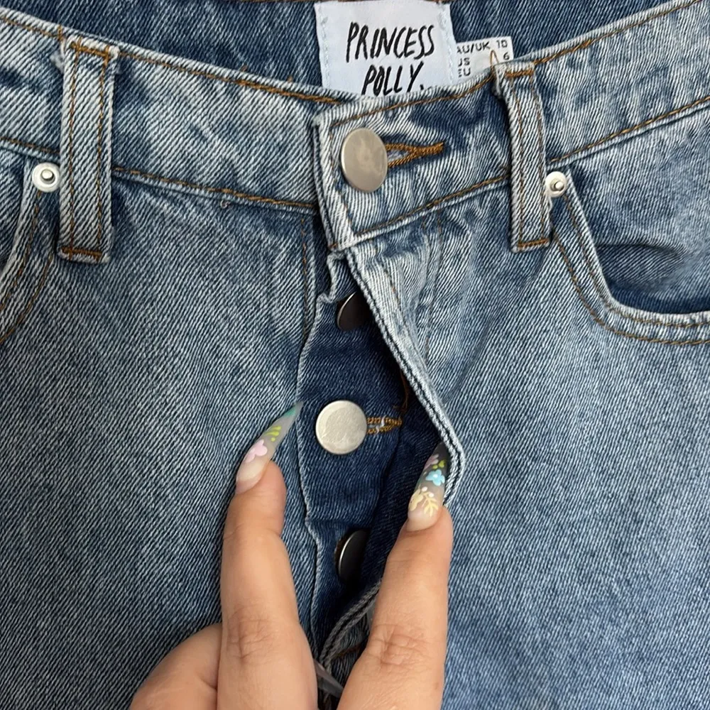 Princess Polly  Button Fly Jeans Blue Size 6 - Image 3