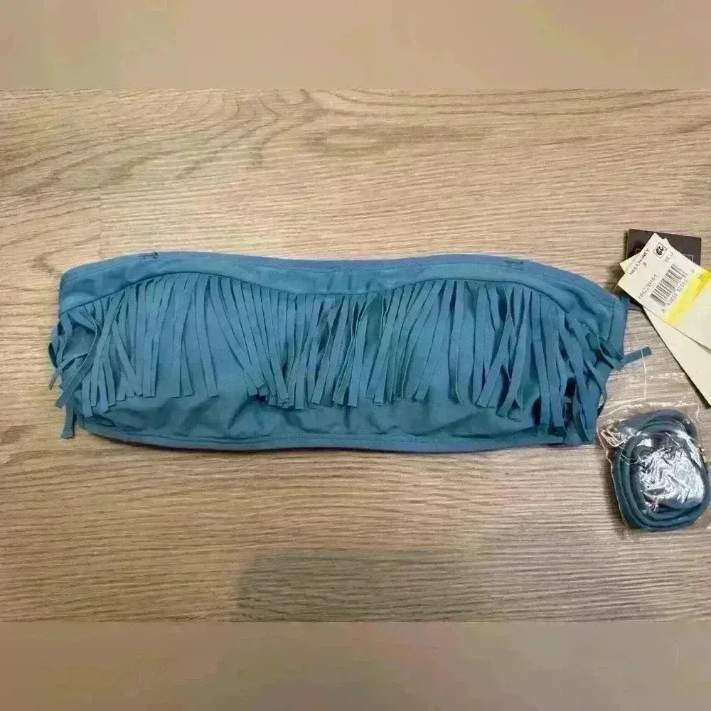 Hula Honey‎ NWT Women’s Bandeau Stretch Fringe Bathing Swimsuit Top Size M - Image 2