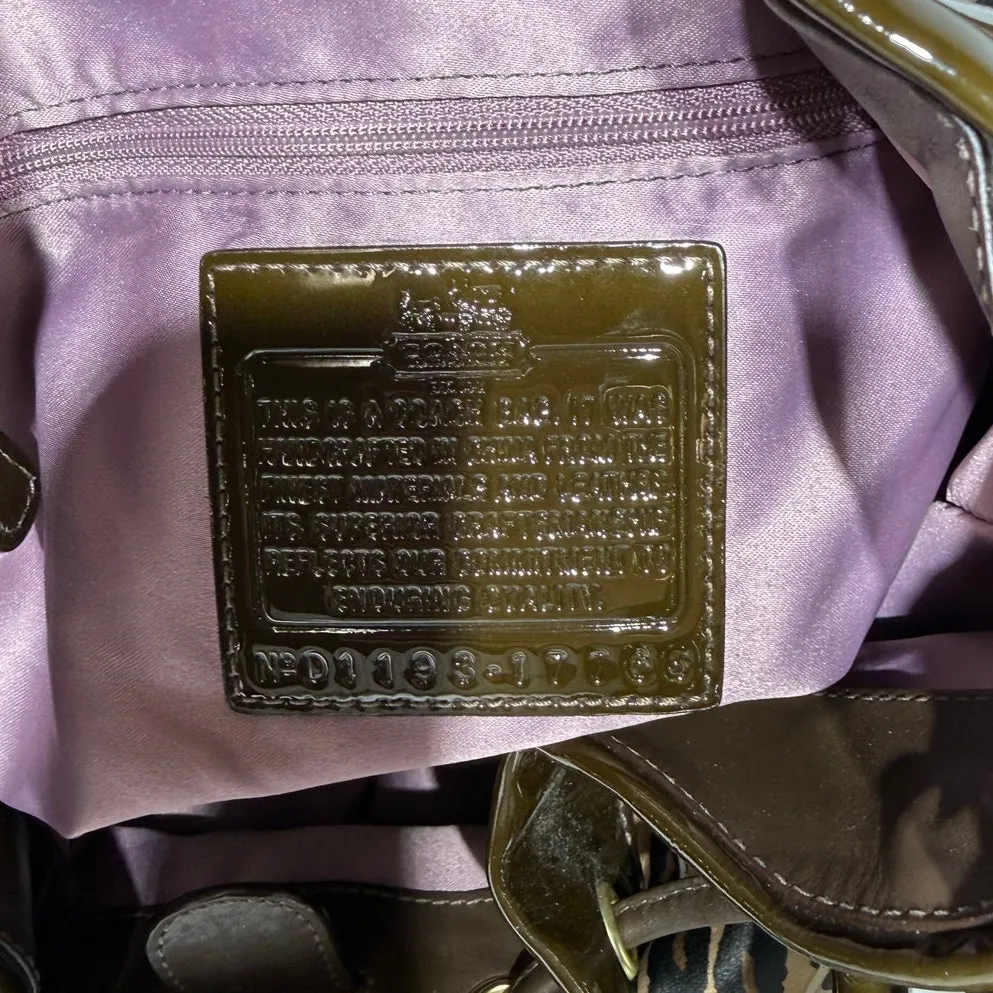 Coach Madison Ocelot OP Art Marielle Patent Leather Trim Bucket Drawstring Bag - Image 5