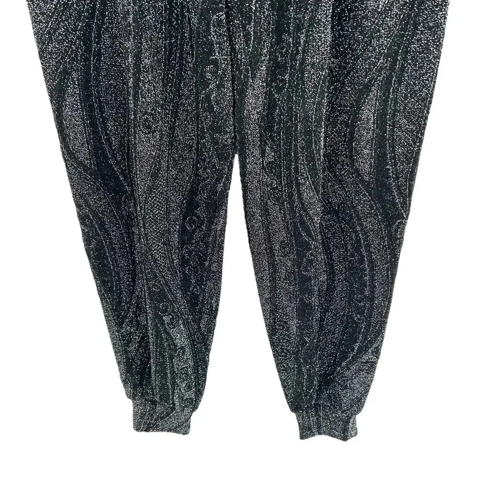 Torn By Ronny Kobo Limor Metallic Harem Jogger Pants Charcoal Silver Size Large - Image 5