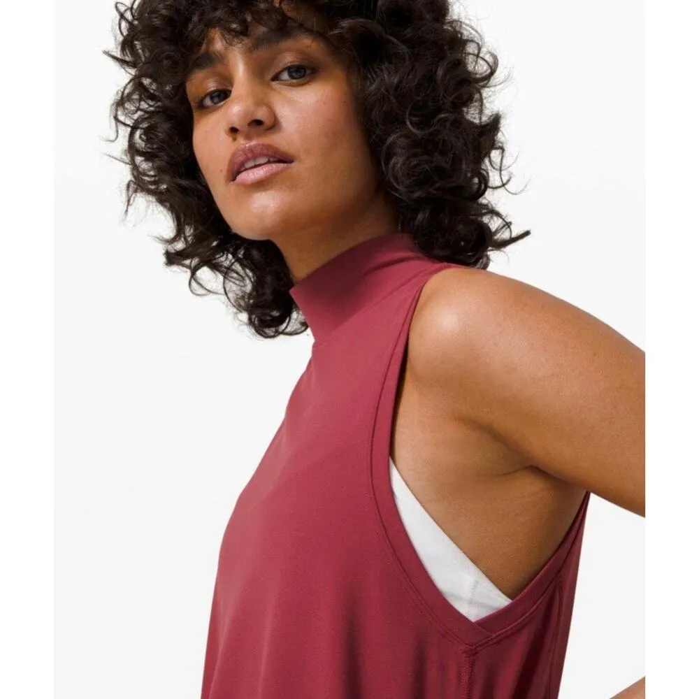 NWOT Lululemon All Aligned A-line Mini Dress Size 2 Chianti Red High Neck Swing - Image 8