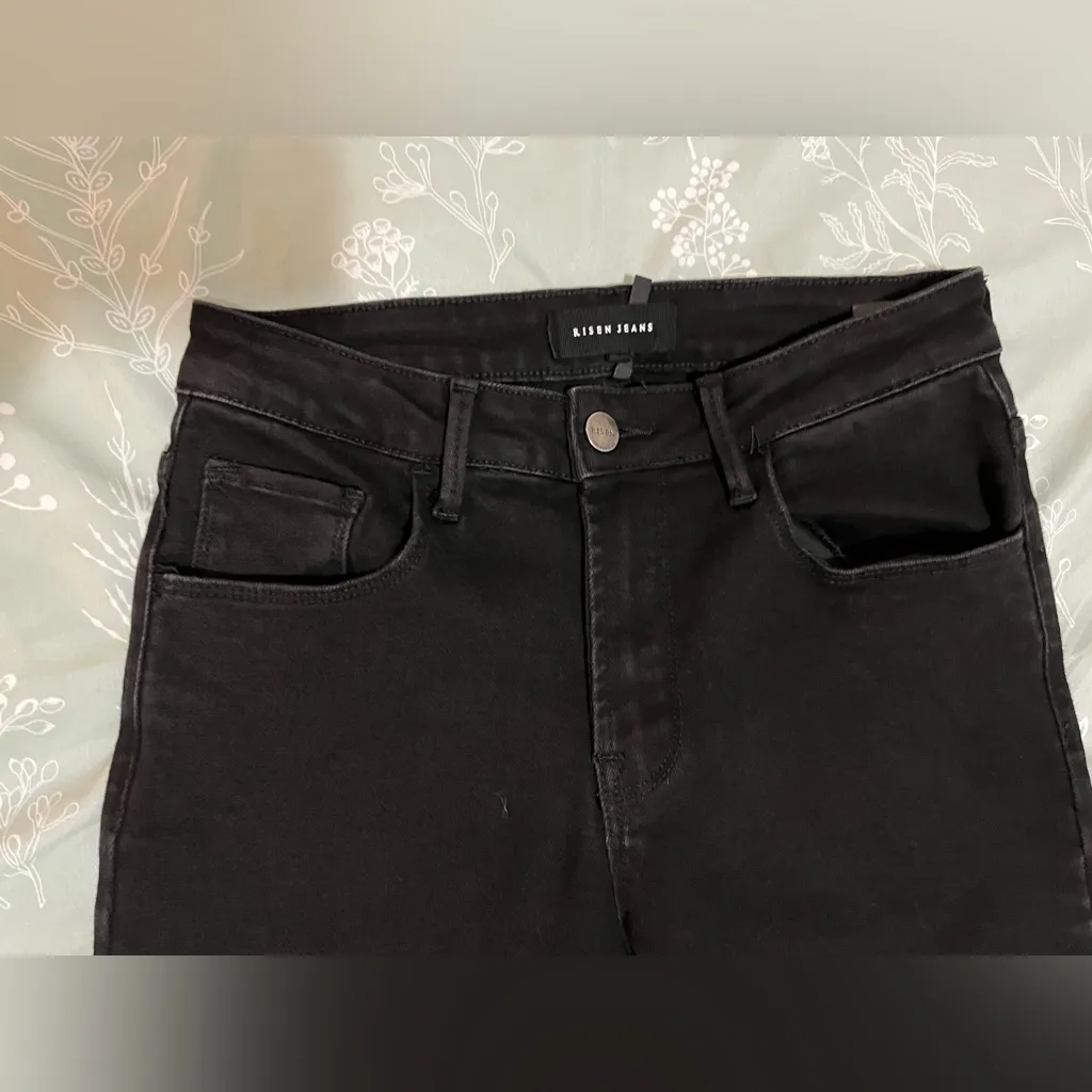 Risen Black Ankle Length Wide Leg Jeans Denim Sz 5 Sz 27 - Image 5