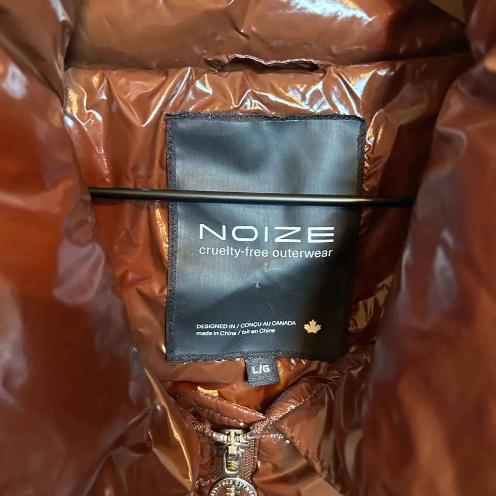 Noize Goldie Patent‎ Puffer Jacket in Brown Size L - Image 5