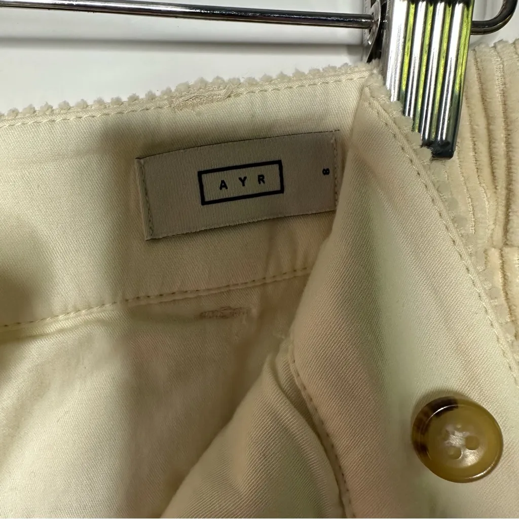 AYR The Metropolitan Hi-Rise Pleated Corduroy Trousers Pants in Ivory Size 8 - Image 8