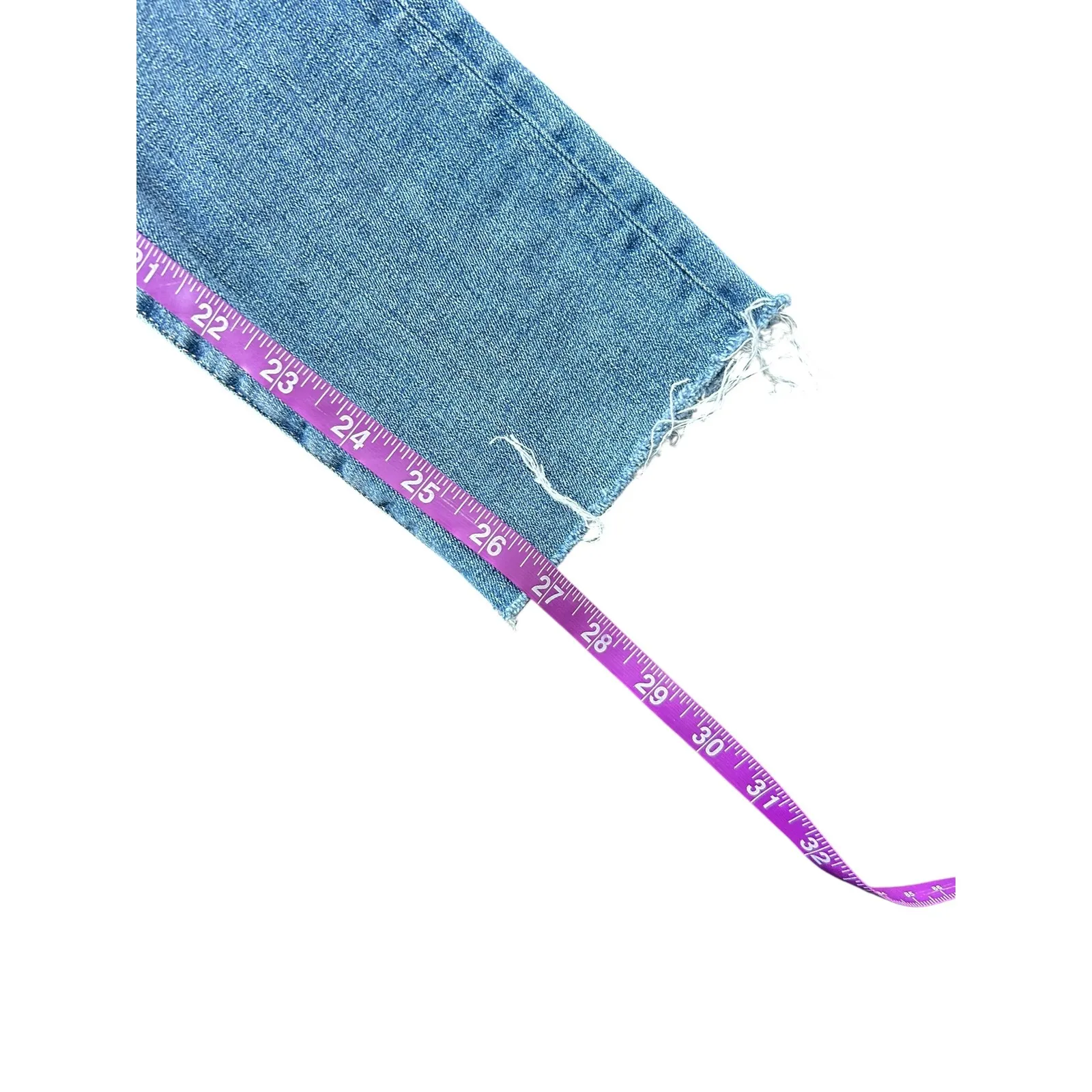 Nili Lotan High Rise Skinny Jeans Ocean Wash Raw Hem Size 26 Made in USA Blue - Image 5