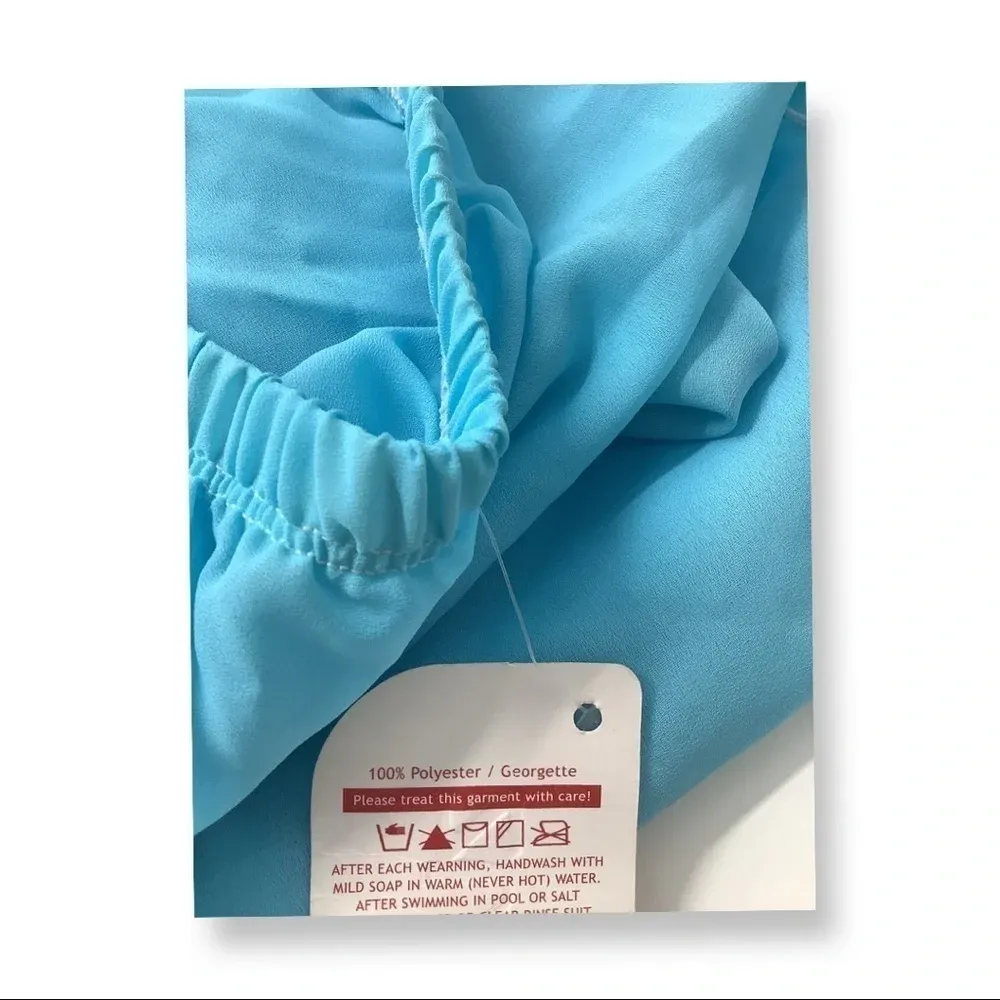 Zuliana Size Small Teal Sheer Swimsuit Cover Up Pants. Made In USA. New With Tag - Image 3