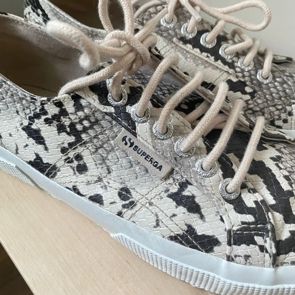 Superga 2730 Synthetic Snake Taupe Black Sneaker Size 8.5 - Image 14