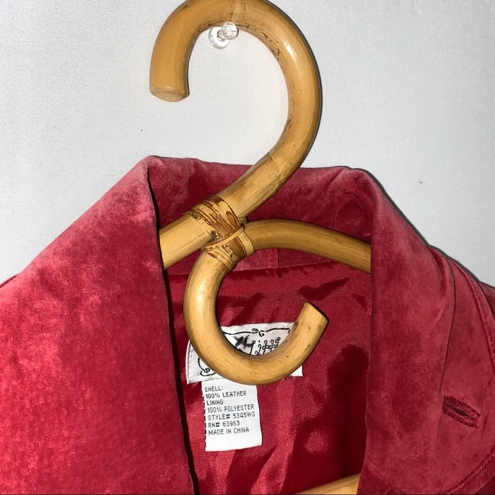 100% Leather Red Suede Jacket - Image 6