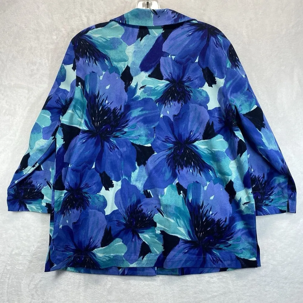 Additions by Chicos Tropical Jacket Womens‎ 2 Large Leaf  Buttons Lightweight - Image 6