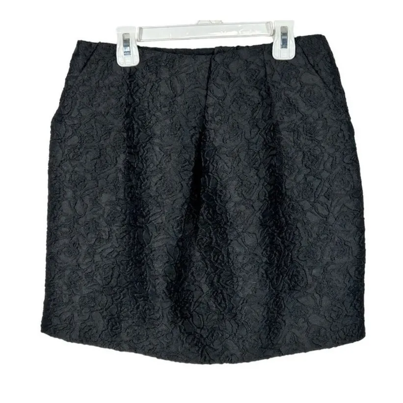 FRNCH Lucy Paris Black Embroidered Pleated Mini Skirt NWT Size Medium - Image 2