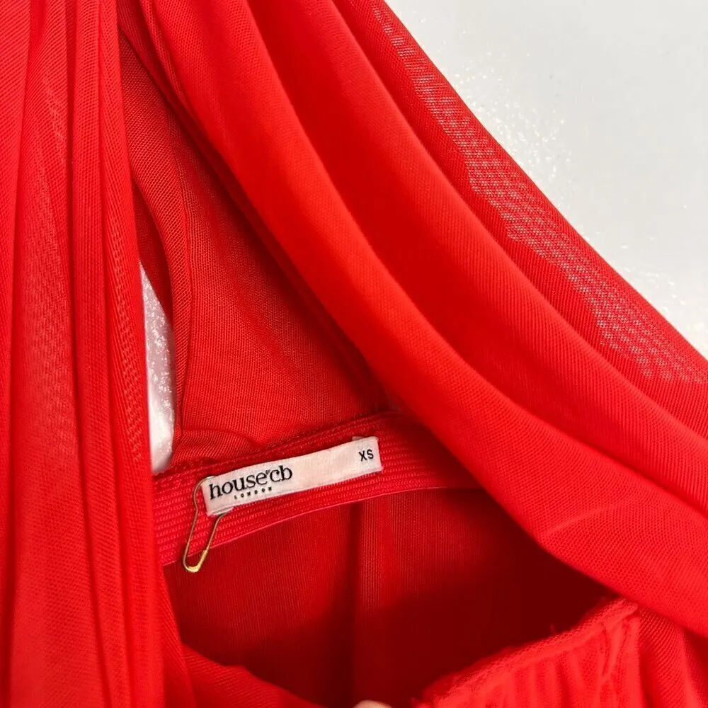 HOUSE OF CB Valentina Asymmetric Cutout One-Shoulder Midi Dress Scarlet X-Small - Image 8