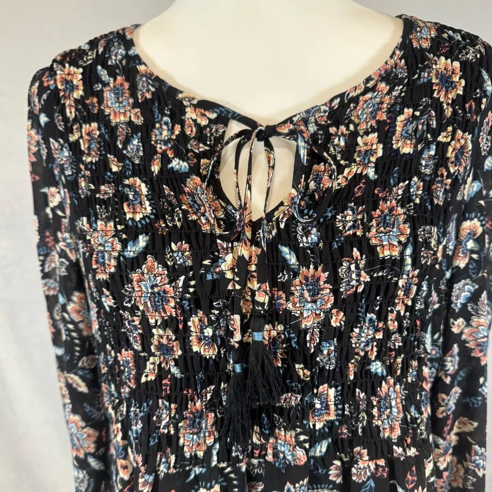 Inspired Hearts long sleeve black floral smocked ruffle dress size large NWT - Image 2