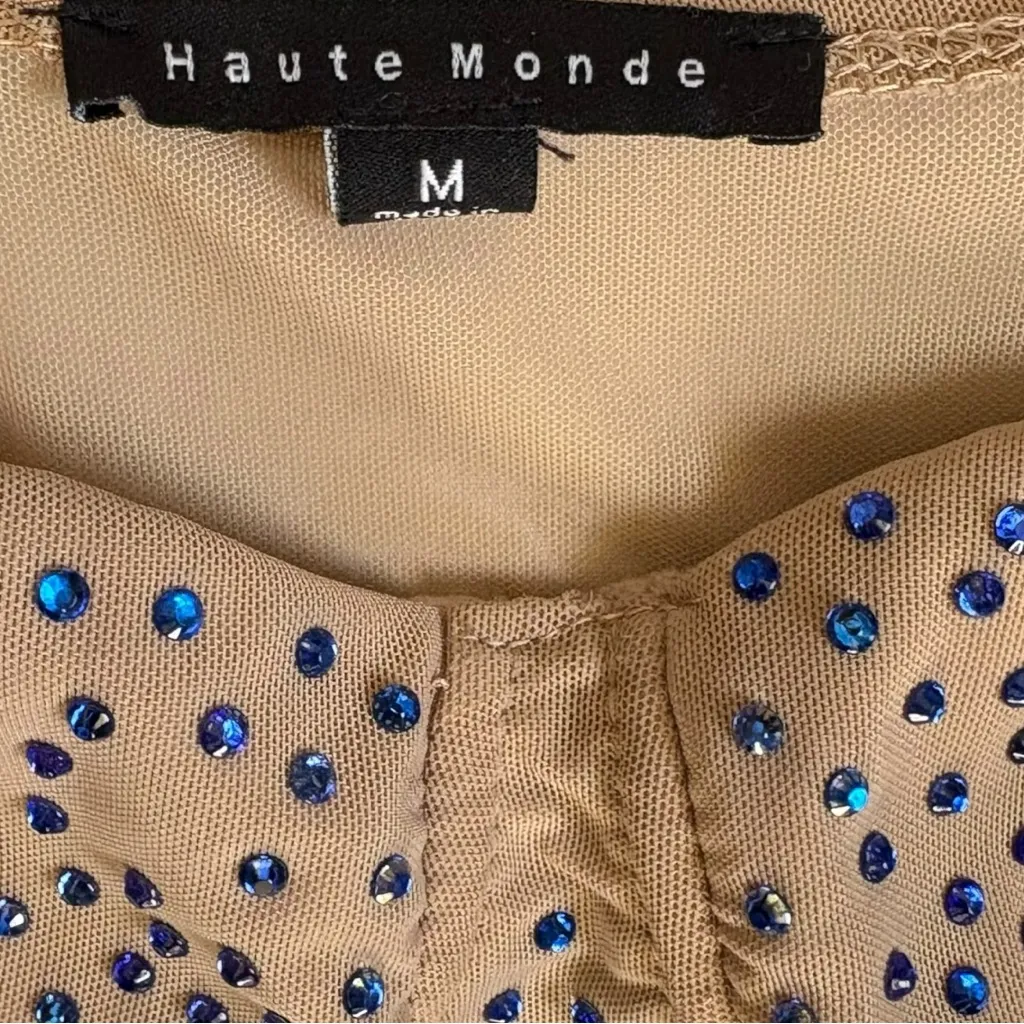 Haute Monde Rhinestone Thong Body Suite Womens Medium Nude Swiftie Festival Rave - Image 6