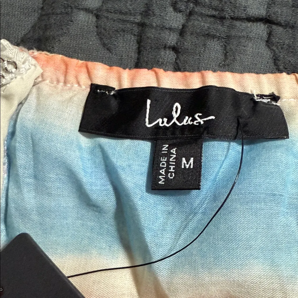 Lulus size medium peach multi striped midi dress and scarf set new with tags - Image 9