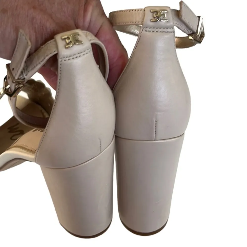 EUC Sam Edelman Leather Yaris Heeled Sandals Gold with Pearls Size 8.5 - Image 7