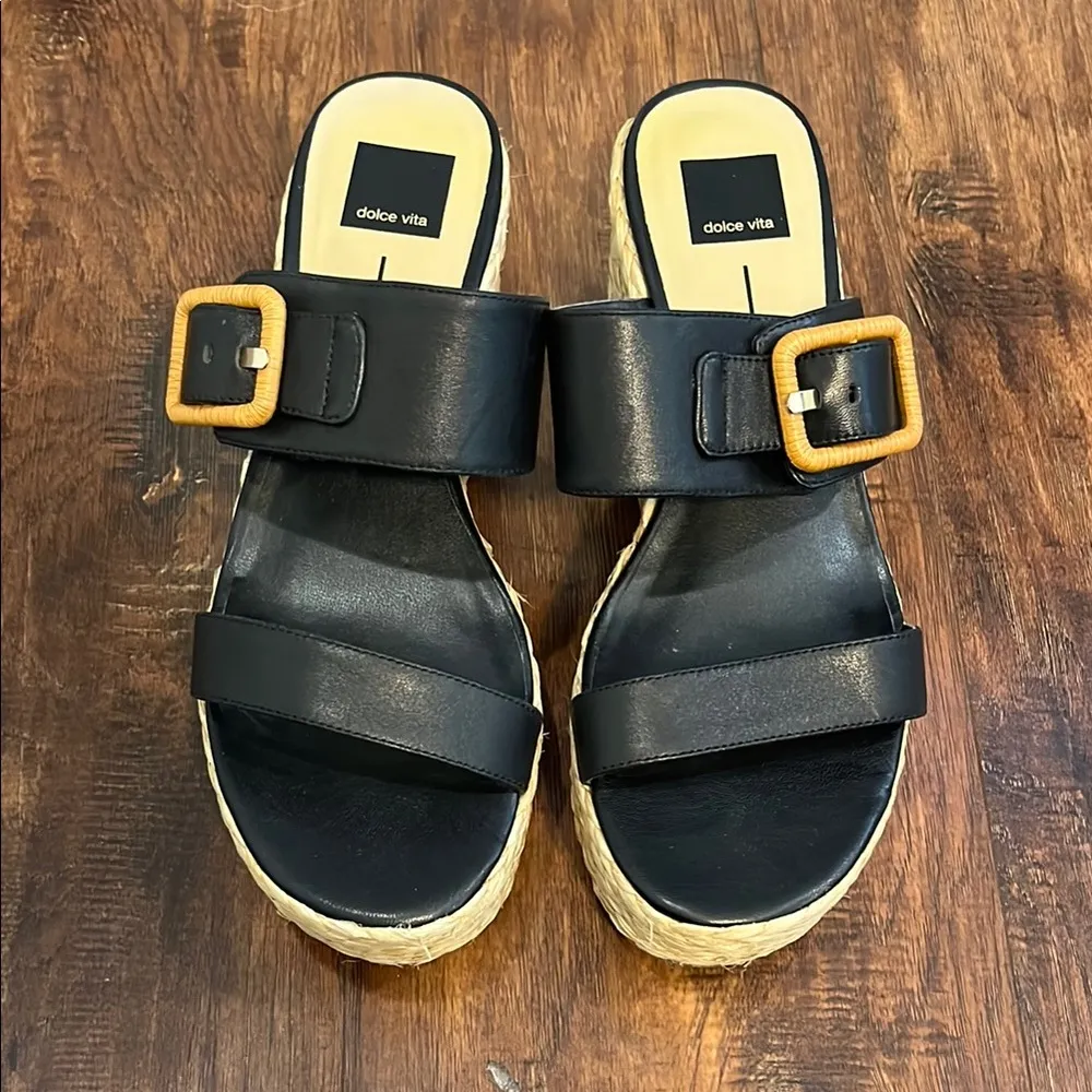 Dolce Vita Thorin Espadrille Wedge Sandal Black Size 10 - Image 3