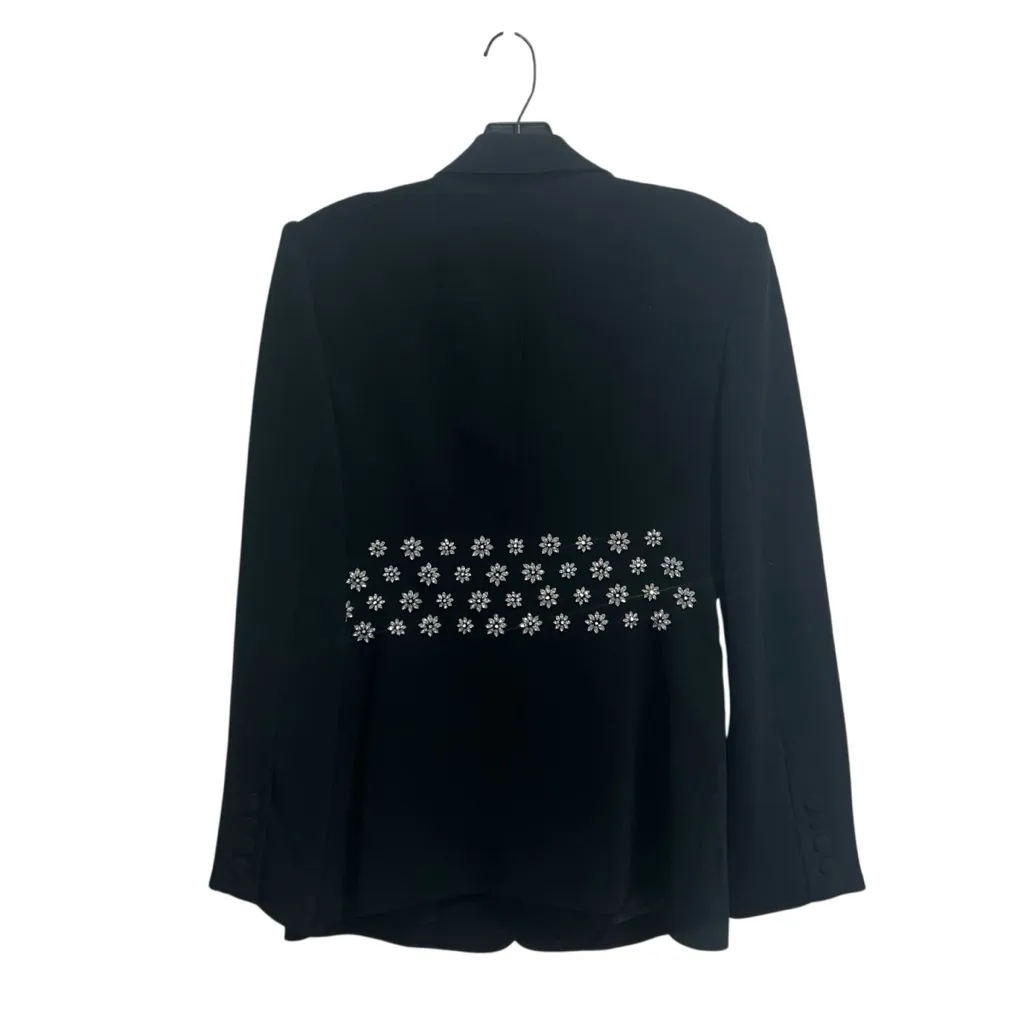 NEW NWT Cinq A Sept Loisa Crystal Embellished Crepe Blazer Jacket In Black - Image 8