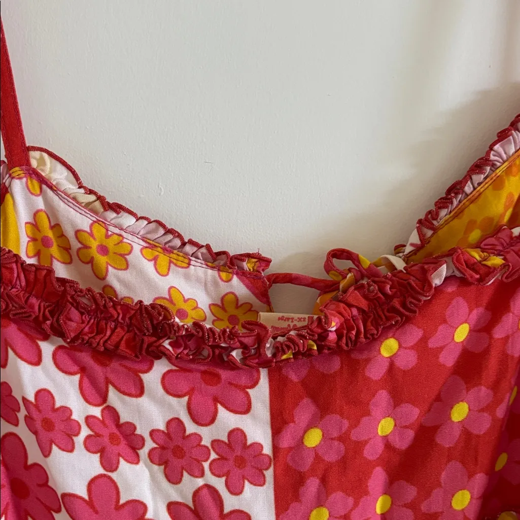 Eternal Summer Hawaii Remy dress boho spring summer floral ruffle patchwork Pink Size 2X - Image 6