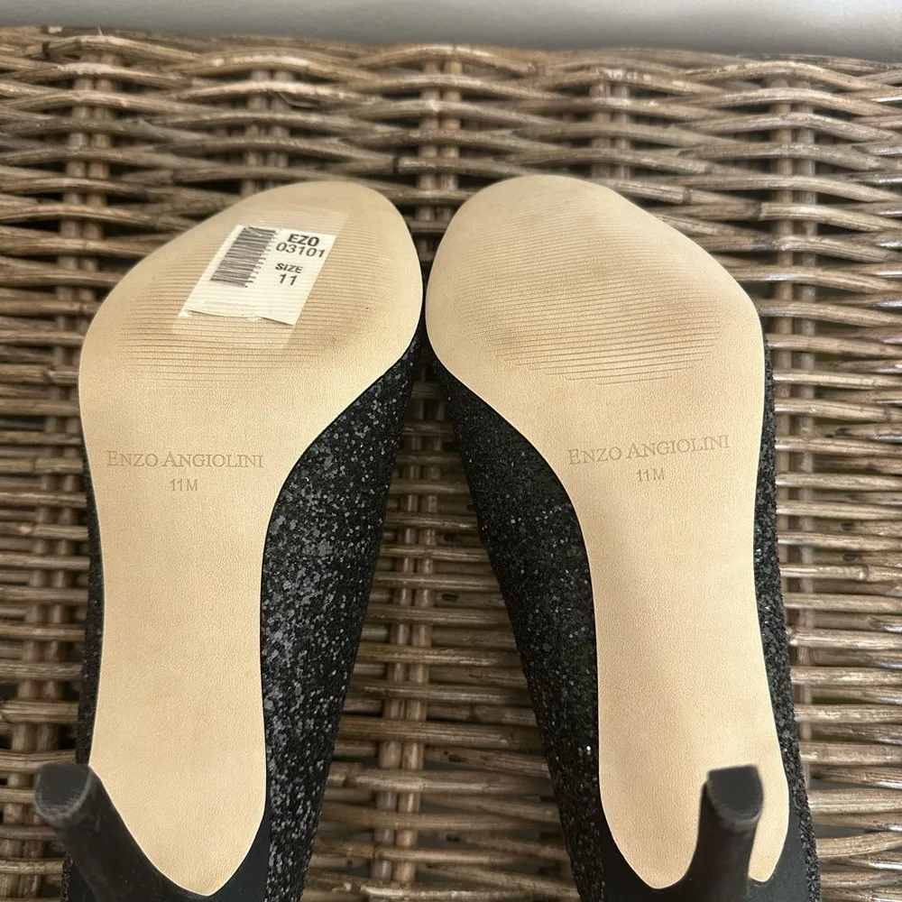 Enzo Angiolini Black Glitter Heels - Image 7