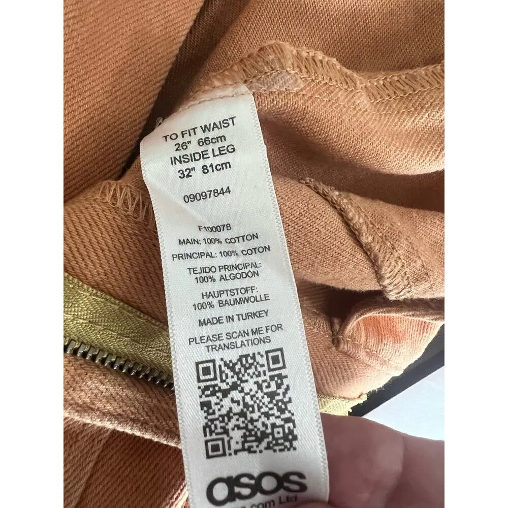 ASOS Pants Women's 26 Camel Wide Leg Crop Cotton Denim Fall Neutral Indie - Image 7