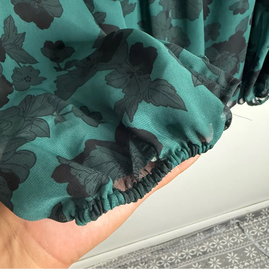 Lane Bryant Pintuck Crew-Neck Chiffon Blouse Green & Black Size‎ 28 Plus - Image 7