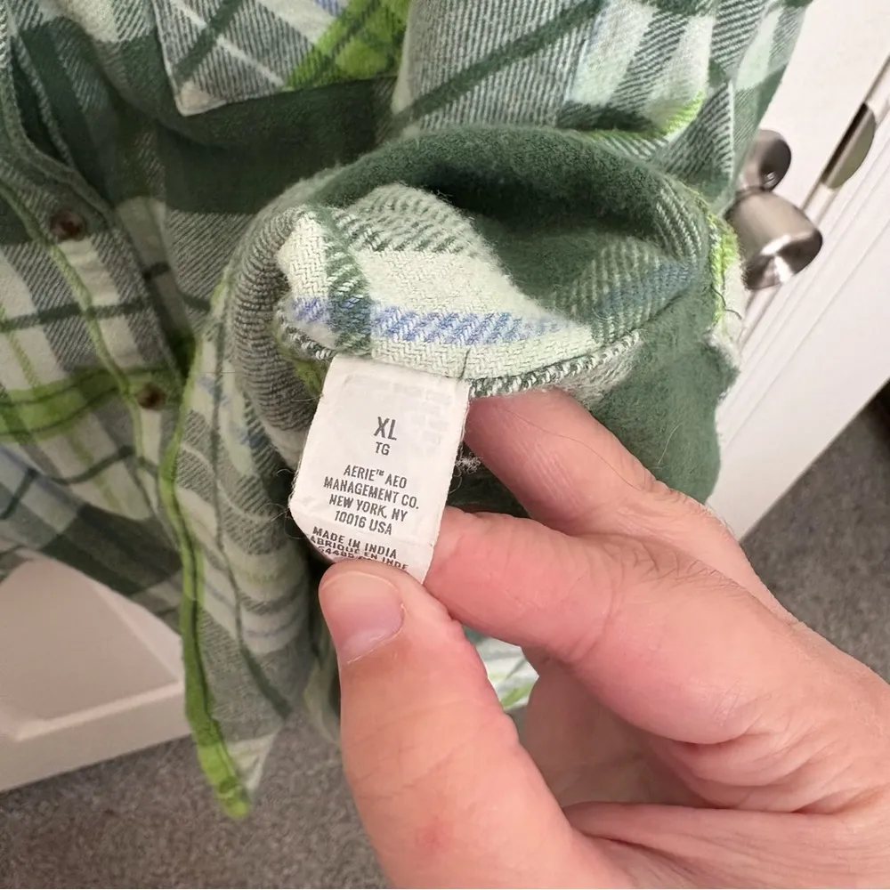 Aerie Green Oversized Button Up Flannel - Image 7