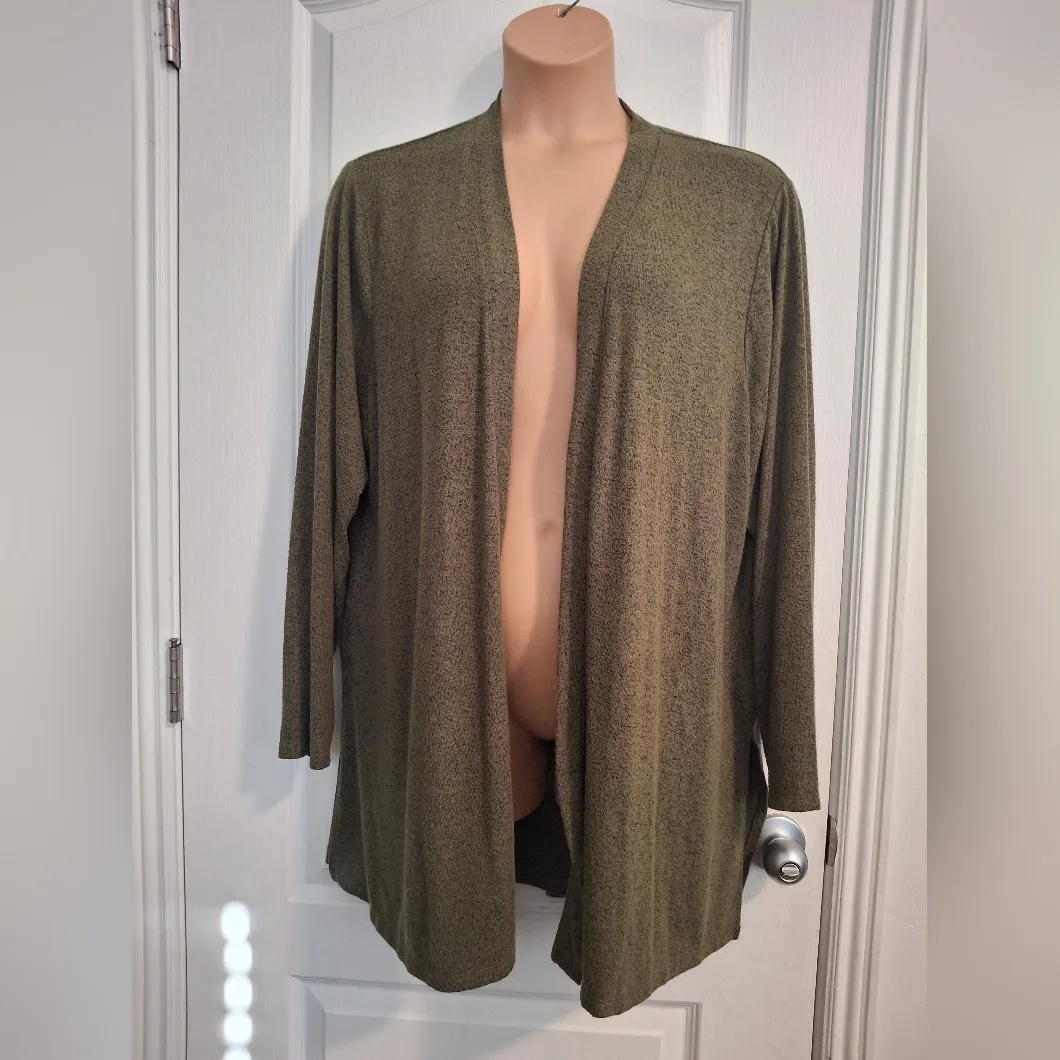 Lane Bryant 18 20 Olive Green Open Front Cardigan Sweater - Image 2