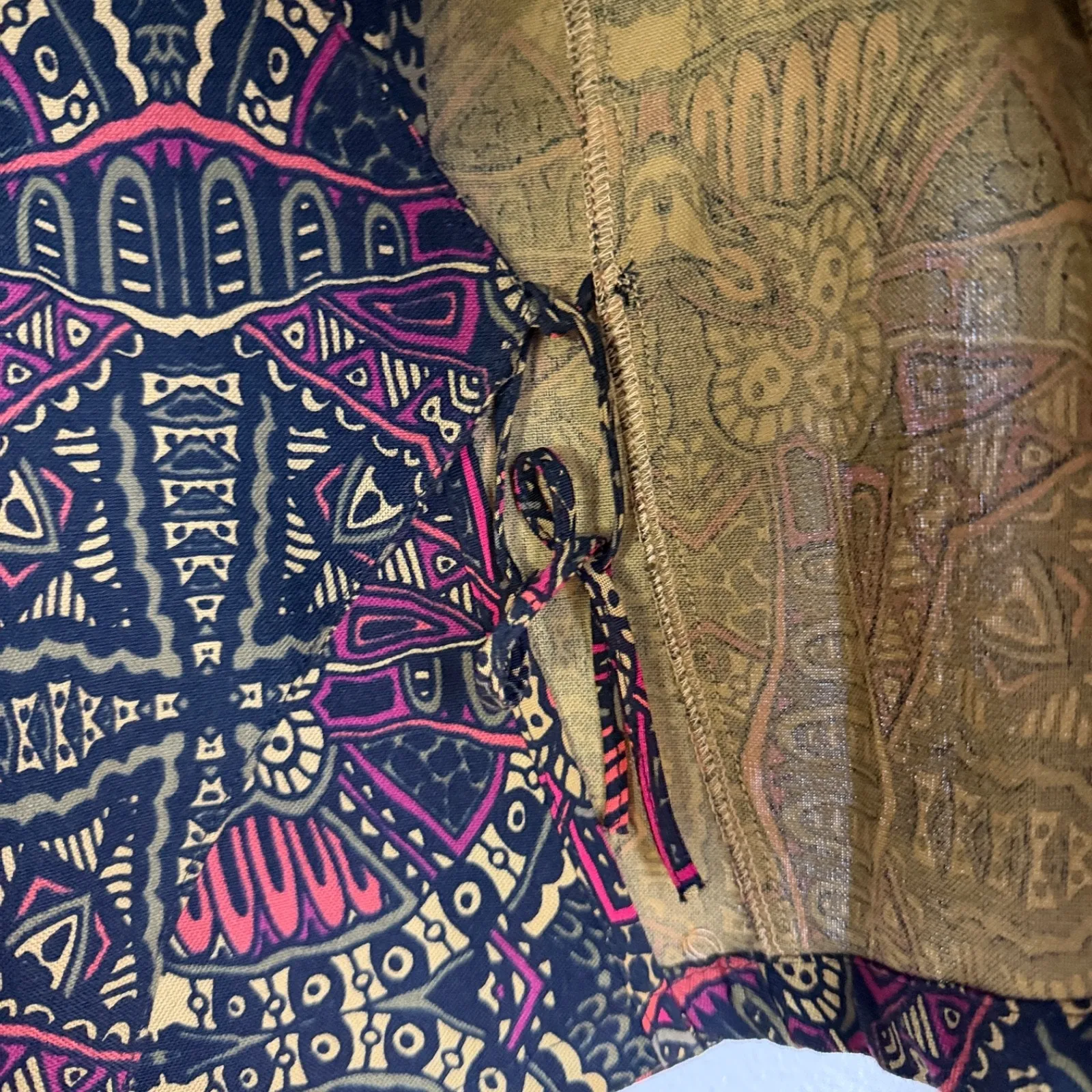 Los Banditos Jacket Womens Size XL Red Pattern Asymmetrical Asian Floral Mawlana - Image 9