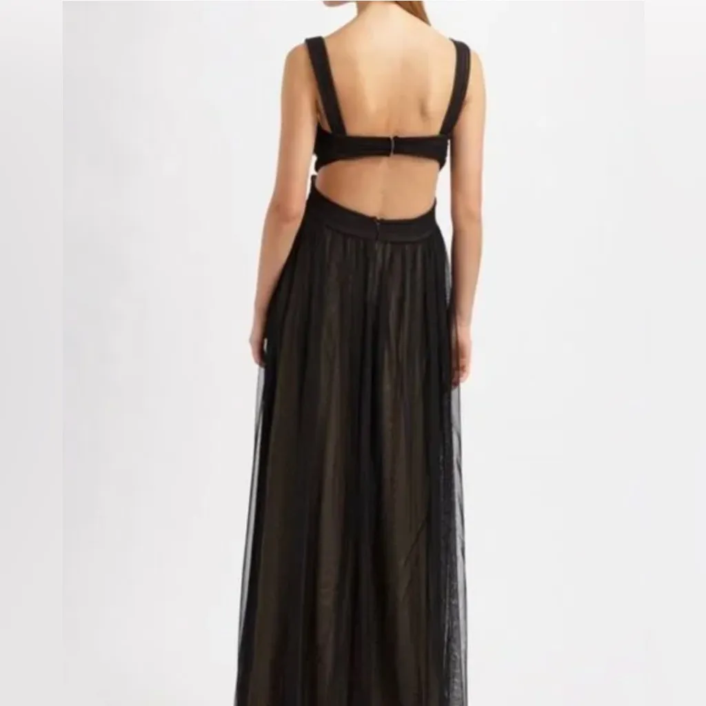 BCBGMaxazria Bandage Mara Dress Maxi Gown Black V Neck Tulle Dress Size 2 NWT - Image 3