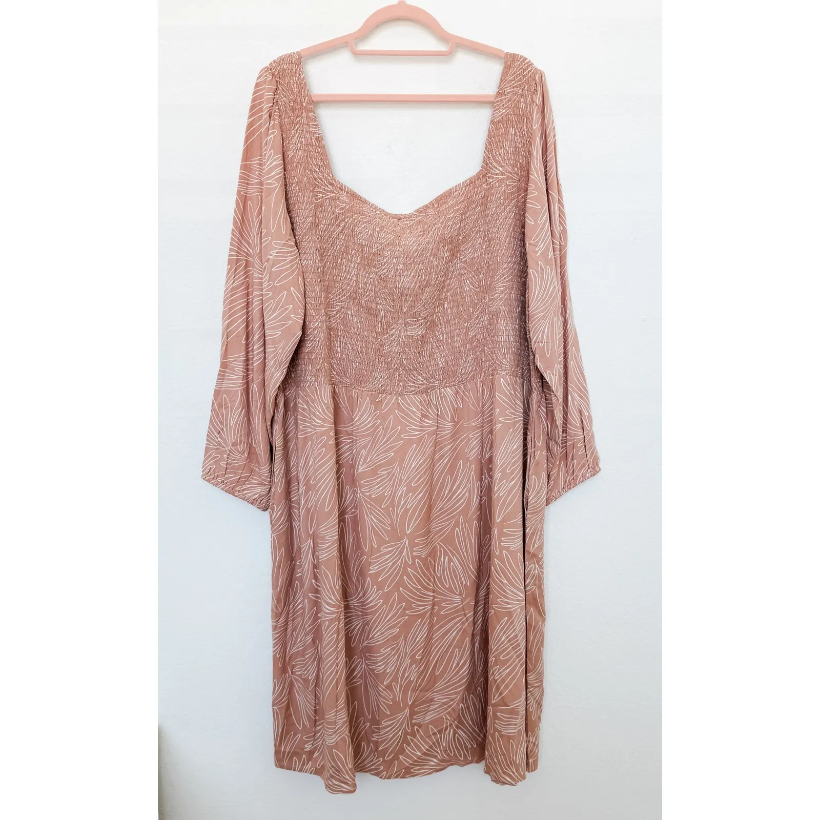 NWT ABLE Joyce Smocked Square Neck Midi Dress Size‎ 3X Boho Chic Cottagecore Pink - Image 8
