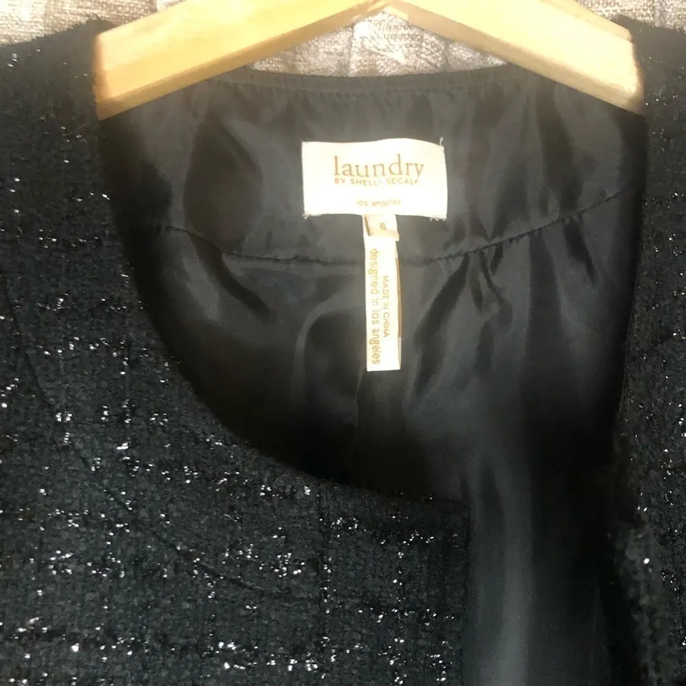 Laundry Shelli Segal Black Metallic Tweed Blazer - Image 5