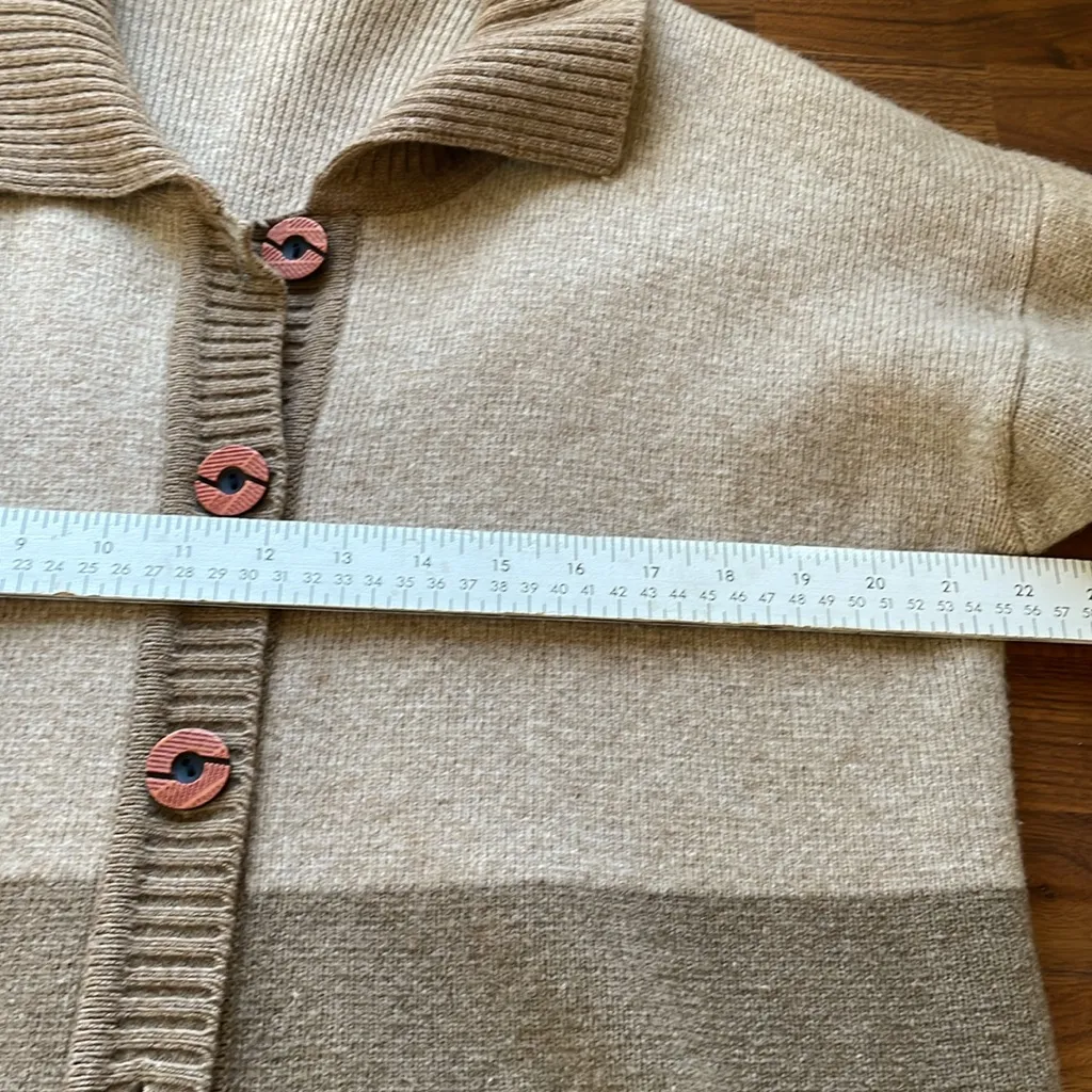 Color‎ block wool coatigan sweater. Size Large Brown - Image 5