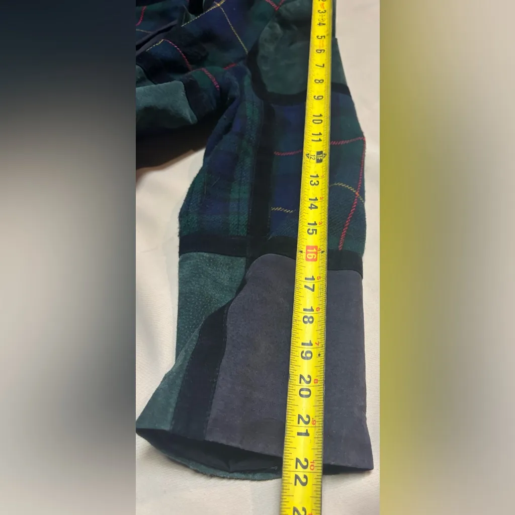 Vtg Women Brandon Thomas 90's Patchwork Leather Wool Blend Jacket Size 16M Plaid Multiple - Image 10