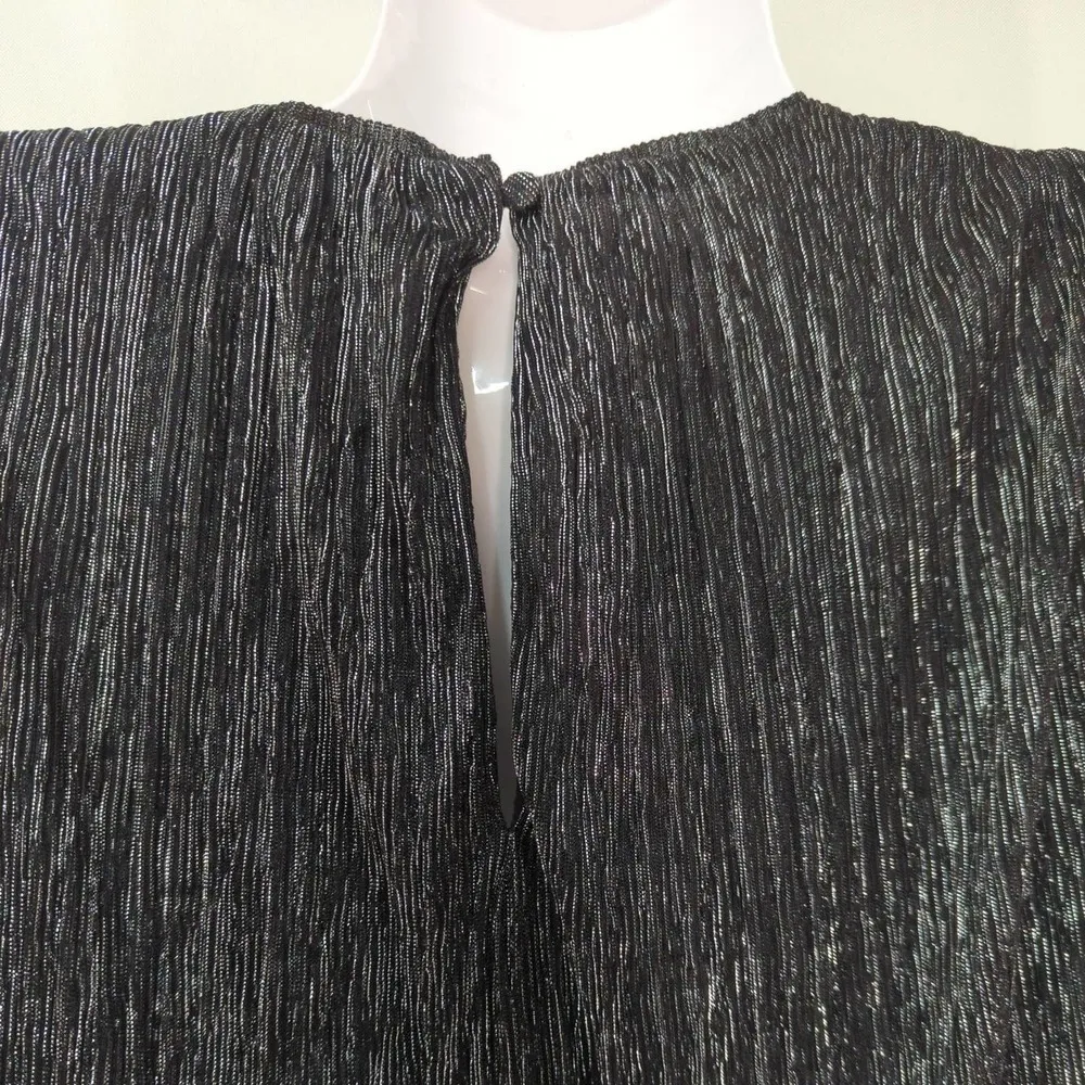 White‎ House Black Market Blouson Dress Silver Shimmer Black S NWT - Image 7