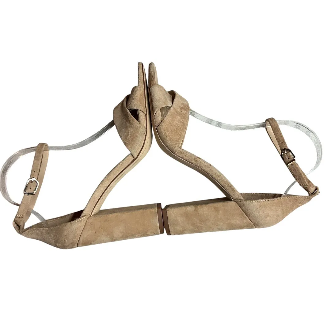 Sam Edelman Yancy Ankle Strap Block Heel Peep Toe Suede Sandals Oatmeal Size 9.5 - Image 7