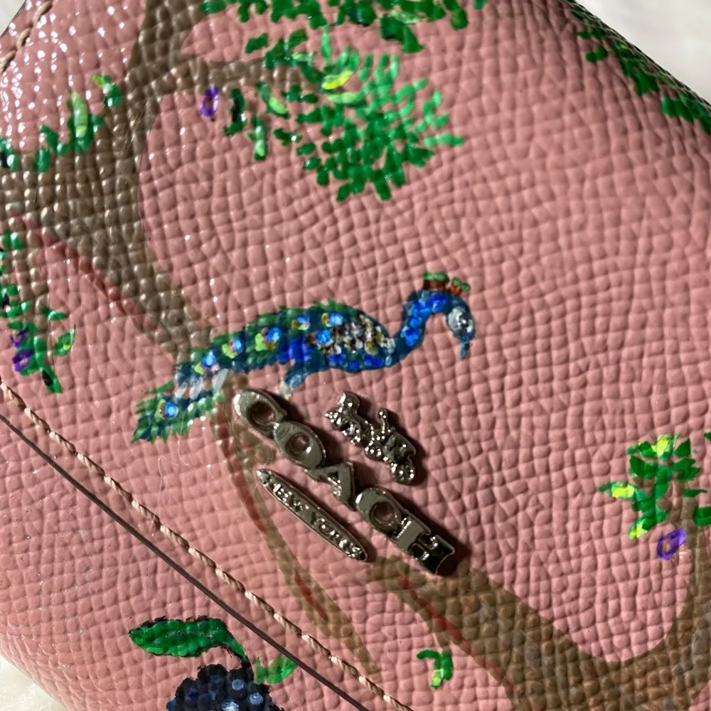 Berry Peacock Pink Leather Coach Sallet Hand Painted - Image 6