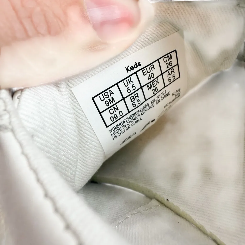 Keds Jump Kick T-Toe Leather Suede Calf Hair Heel Lace Up Sneakers White Size 9 - Image 9